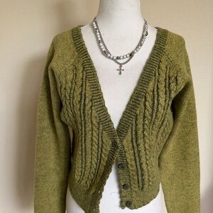 NWT Windsor hers & mine Moss Green Button-Up Cardigan Size large